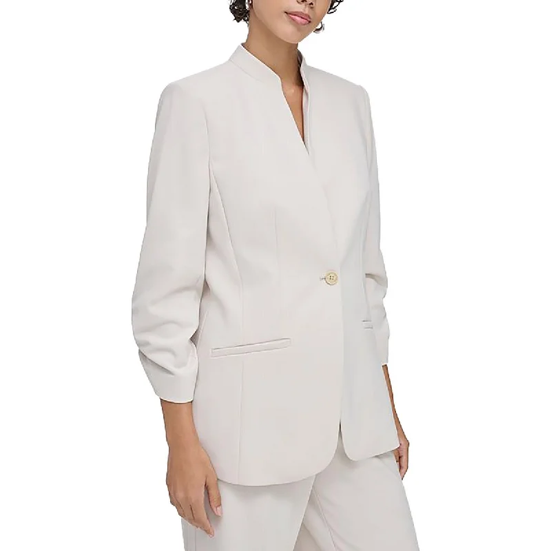 Calvin Klein Womens Petites Ruched Business One-Button Blazer Dapper Women's 1920S