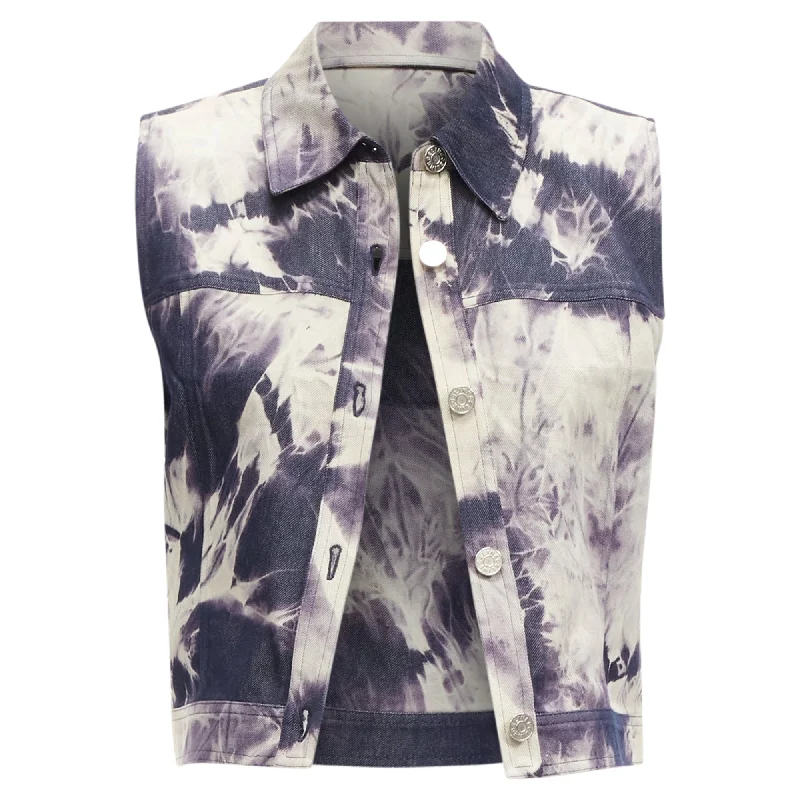 Celine indigo print cotton silk denim vest jacket performance