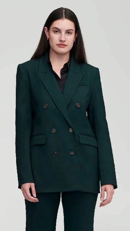 Double-Breasted Blazer in Seasonless Wool | Forest Luxurious Women's High -  end
