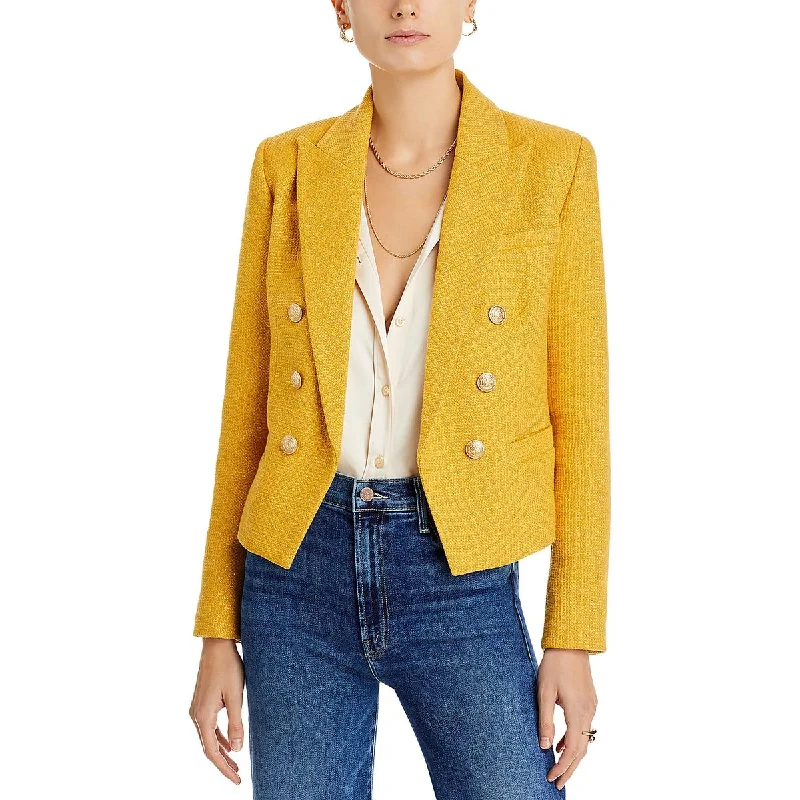 L'Agence Womens Brooke Metallic Cropped Double-Breasted Blazer purpose