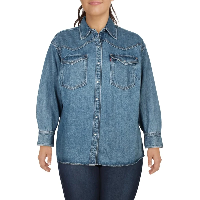 Levi's Womens Plus Cotton Long Sleeve Denim Jacket Edgy Women's Punk