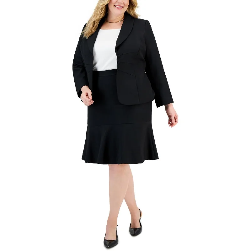 Le Suit Womens Plus Office Business Double-Breasted Blazer Country