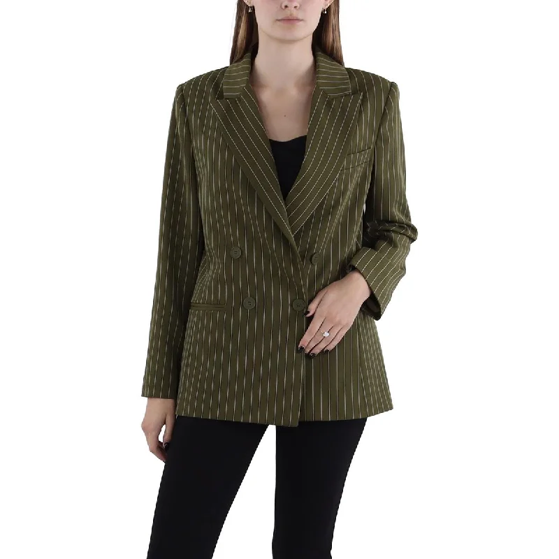 Tahari ASL Womens Pinstripe Suit Separate Double-Breasted Blazer Elegant Women's 