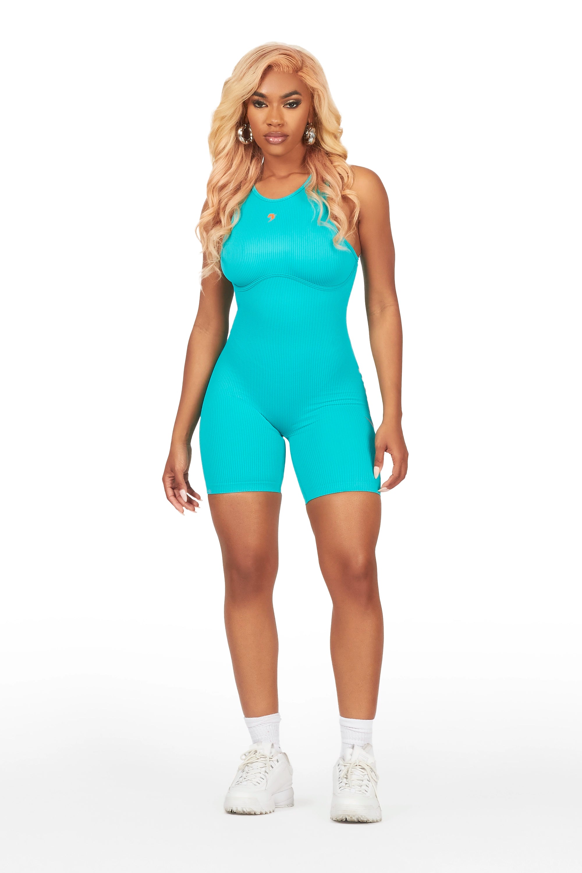 Miakaya Teal Romper Women