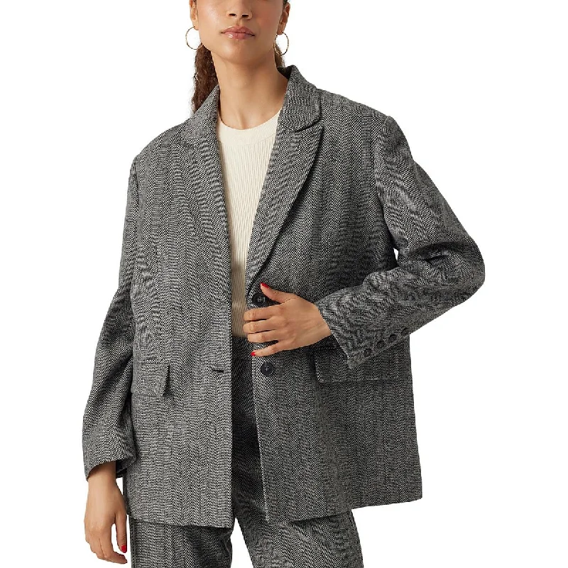 Vero Moda Womens Lizzie Herringbone Oversized Two-Button Blazer Sustainable Organic