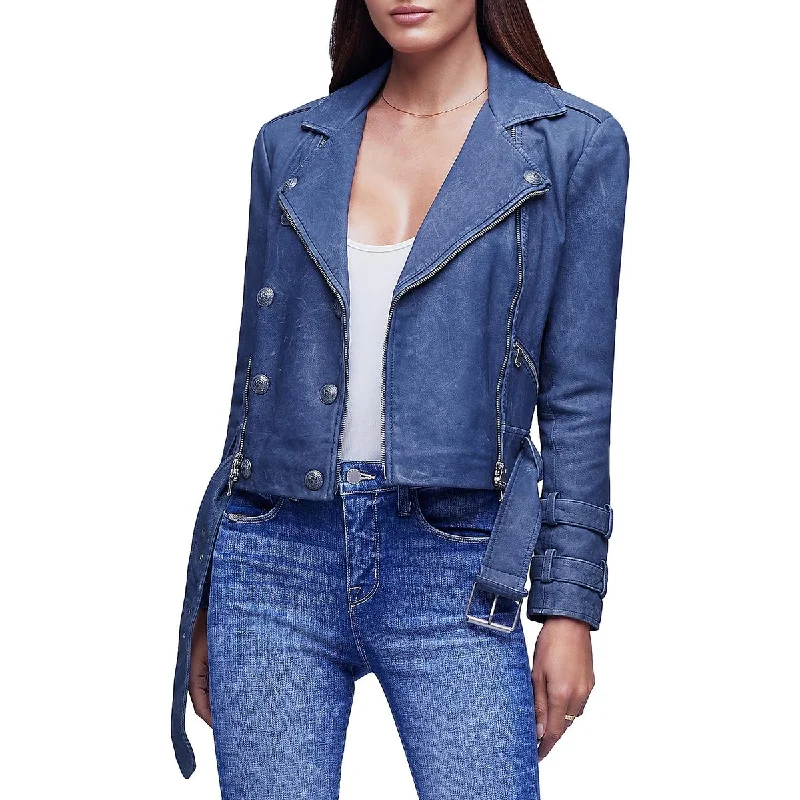 L�Agence Womens Lambskin Leather Short Motorcycle Jacket Refined Women's 