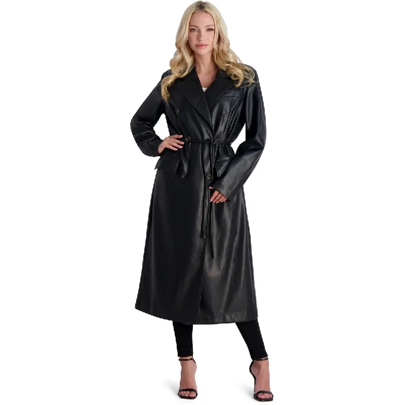 Avec Les Filles Faux Leather Trench Coat for Women Dynamic Women's Moto