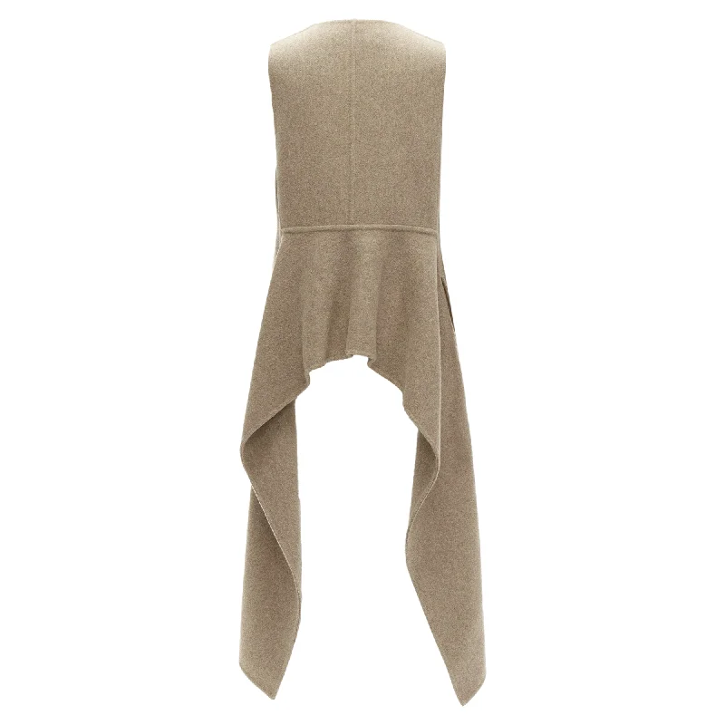 Marni taupe virgin wool blend high low hem vest coat Youthful Women's Pop
