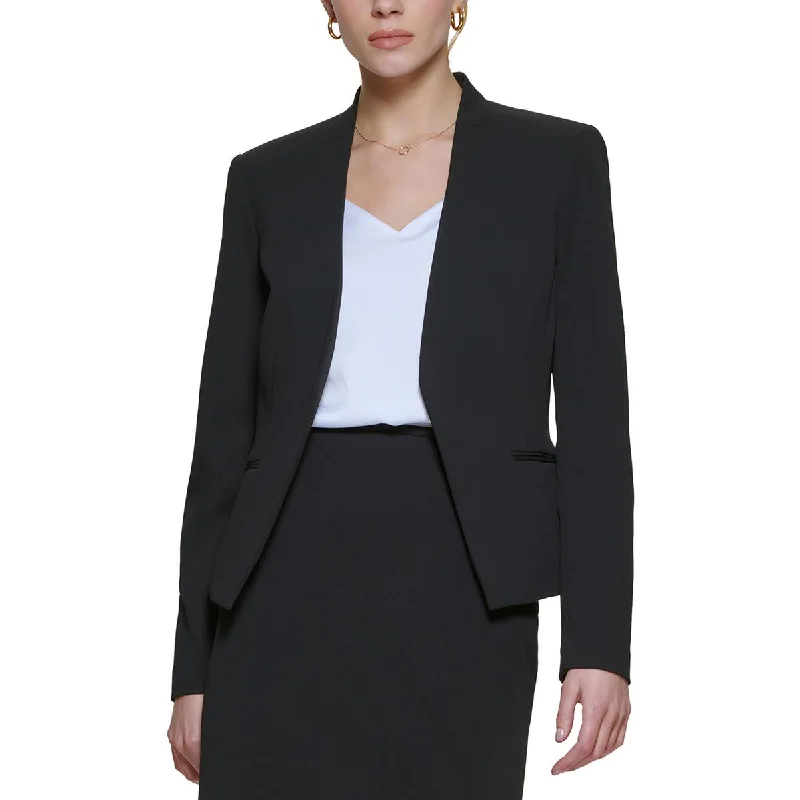 Calvin Klein Womens Asymmetric  Open-Front Blazer Geometric
