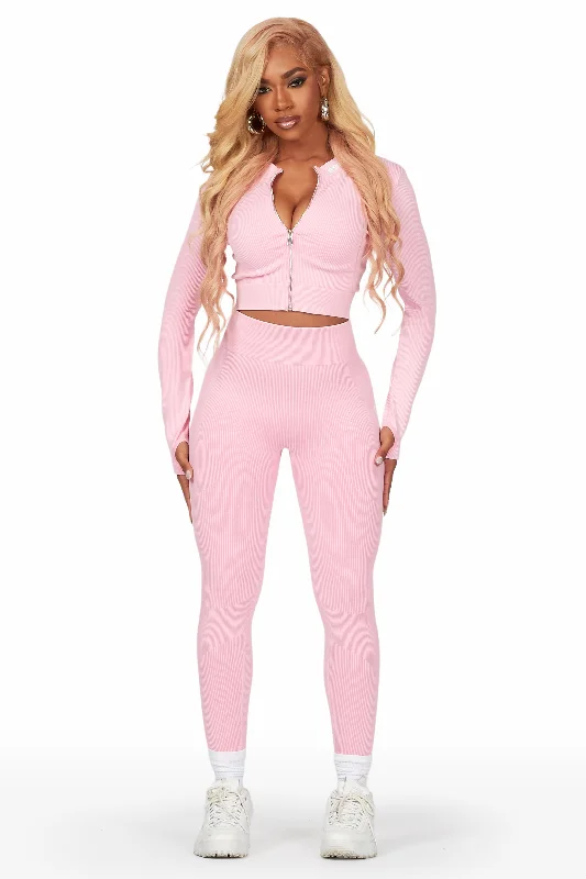 Nyala Pink Mineral Wash Active Set Sleek Women's 
