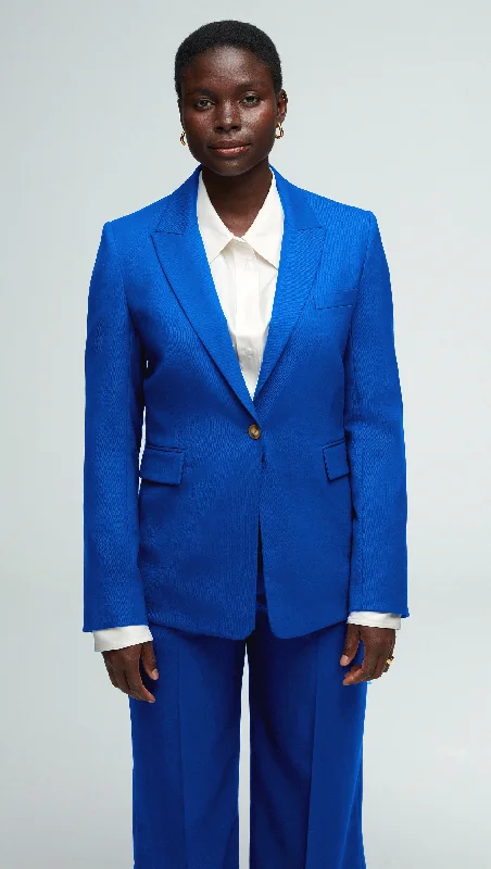 Single Button Blazer in Seasonless Wool | Royal Blue Traditional Women's 