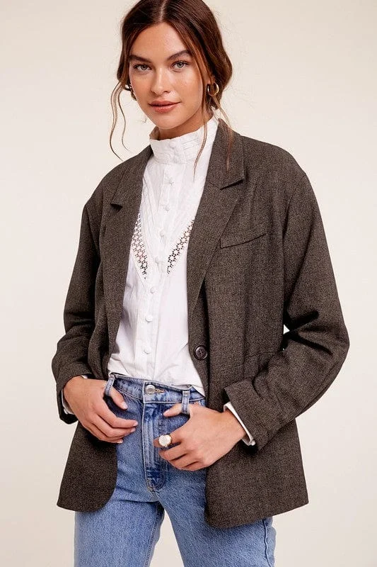 Oversized Solid Blazer * Online Only * Refined Women's Velvet