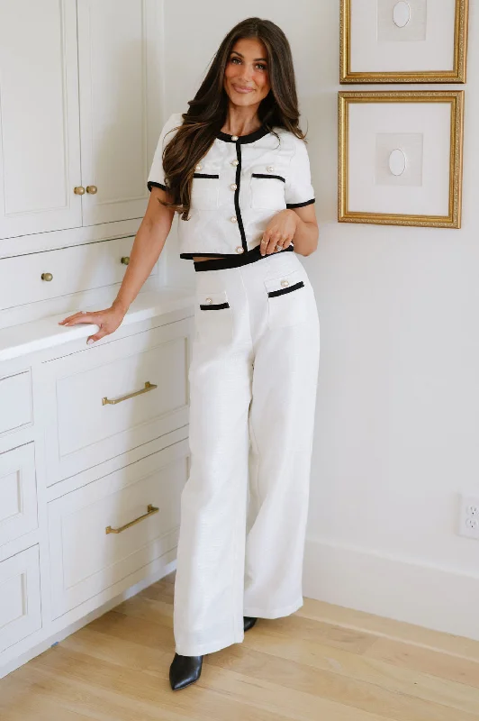 Krissy Tweed Pants Set-Cream Sharp Women's Italian