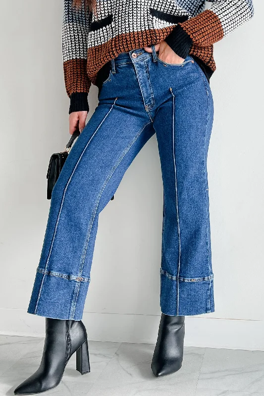 Fletcher Mid Rise Special A Wide Leg Crop Jeans (Dark) Modern Women's 