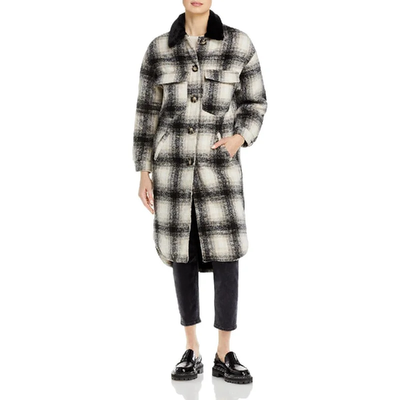 Apparis Womens James Faux Fur Lined Long Walker Coat Hip Women's Retro