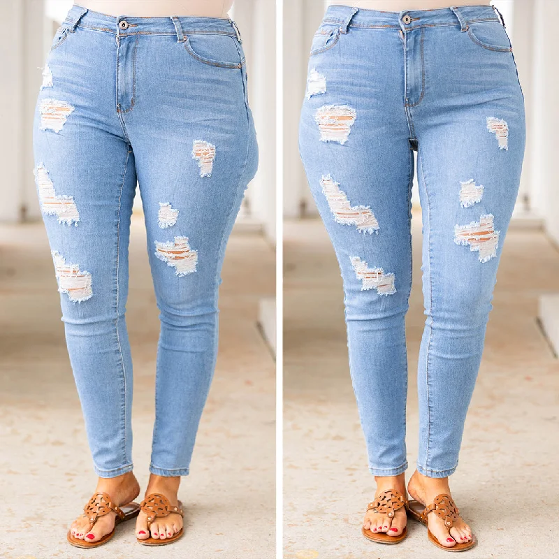 Embrace Reality Jeans, Light Blue Youthful Women's Pop