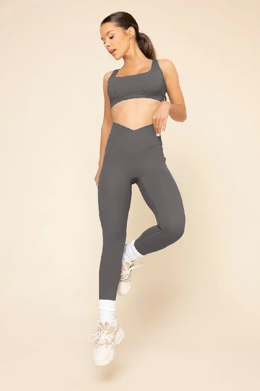 Crisscross Hourglass® Leggings with Pockets - Slate Sporty Women's Athleisure 