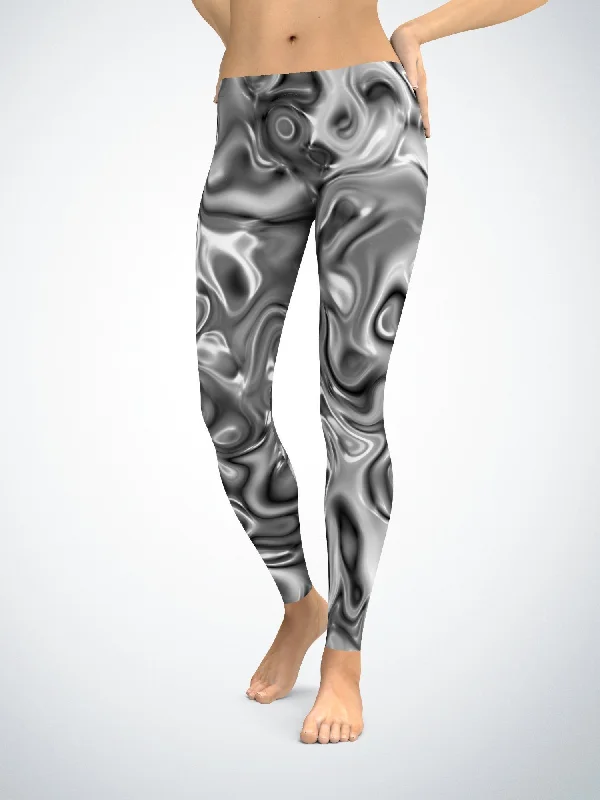 Liquid Metal Leggings Feminine Women's Soft 
