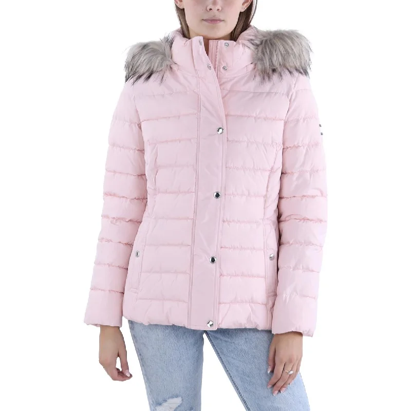 Tommy Hilfiger Womens Insulated Removable Hood Puffer Jacket Feminine Women's Style 