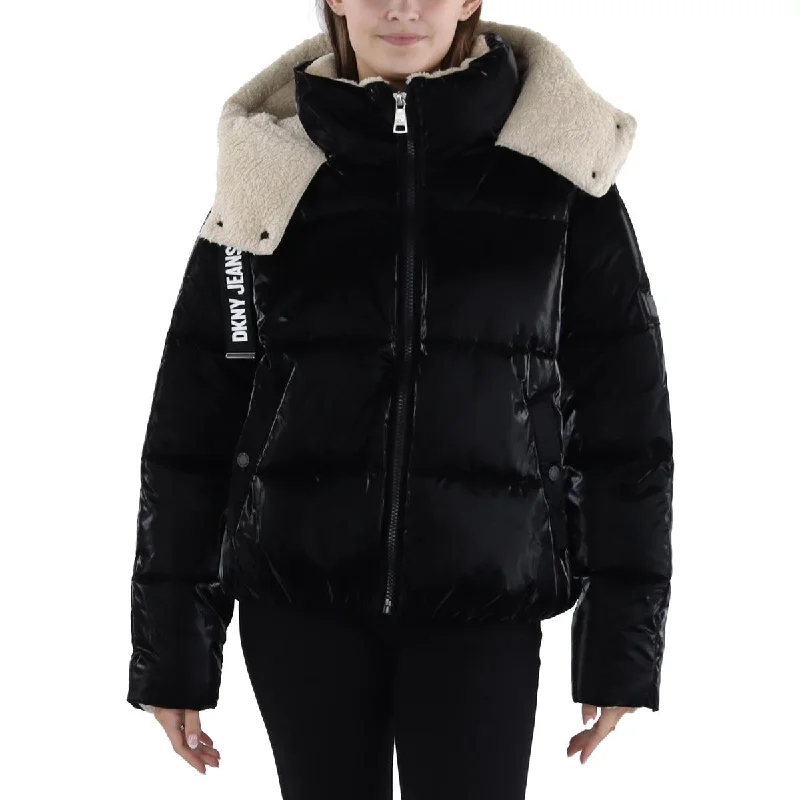 DKNY Jeans Womens Faux Fur Lined Quilted Puffer Jacket Laid - back Women's Style