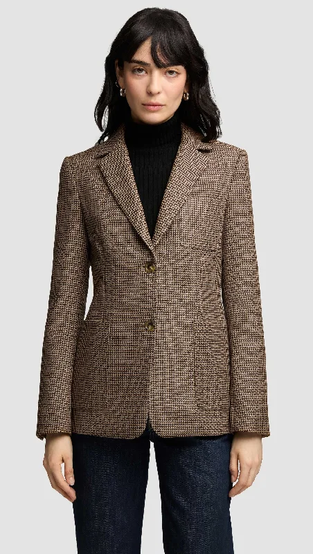 Weekend Blazer in Wool | Brown Houndstooth Women