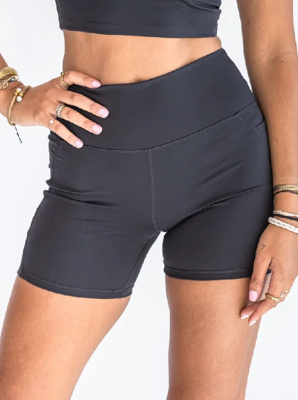 5'' Biker Short with Pockets - Onyx Luxurious Women's High -  end