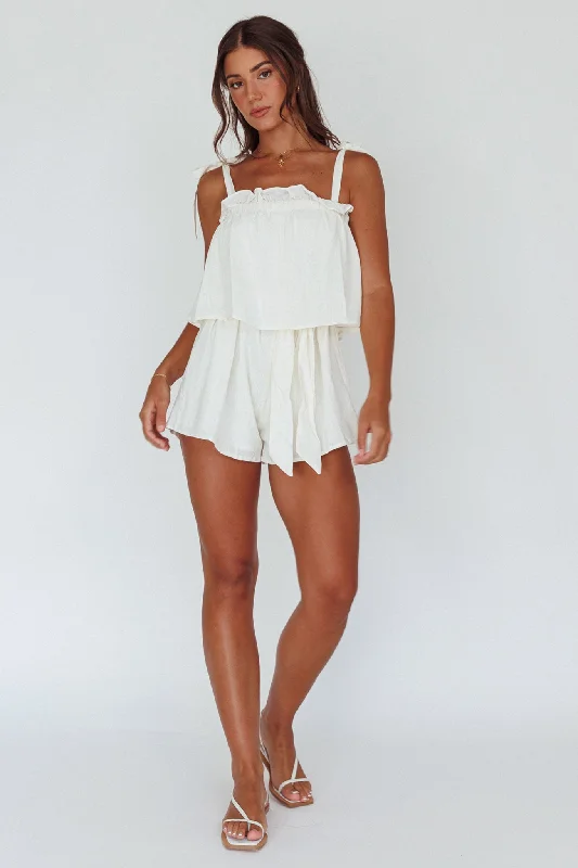 Minnow Tied Shoulder Romper White Business