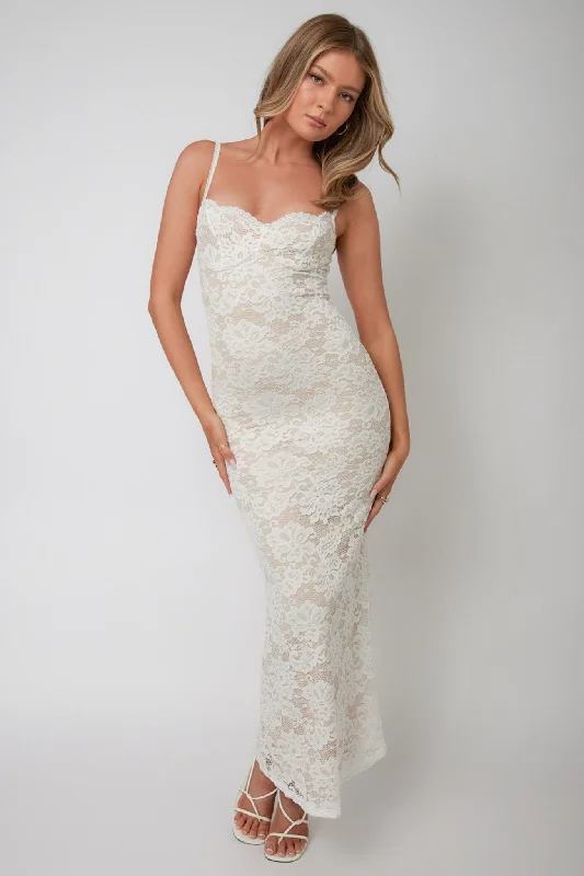 Must Be Love Lace Maxi Dress White Youthful Women's Pop