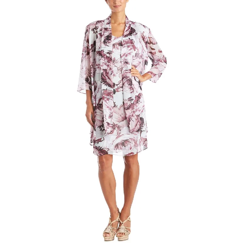 R&M Richards Womens Chiffon Metallic Duster Blazer Modern Women's 