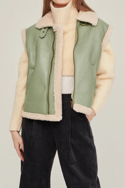 Daniela Pleather Shearling Vest Sharp Women's Italian