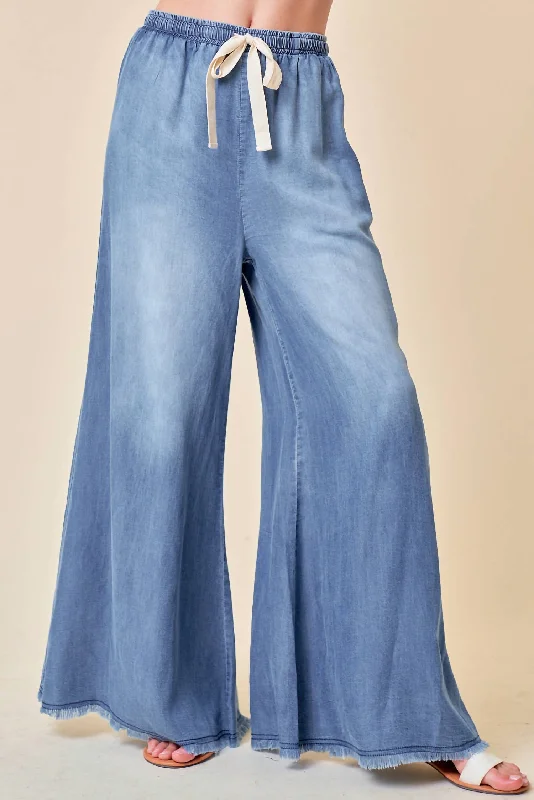 Go With The Flow Denim Pant In Blue Youthful Women's Anime - inspired