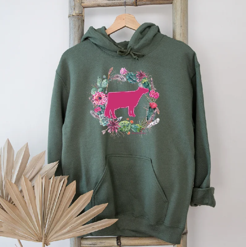 Dairy Cow Cactus Wreath Hoodie (S-3XL) Unisex - Multiple Colors! Confident Women's High - fashion Dairy Cow Cactus Wreath Hoodie (S-3XL) Unisex - Multiple Colors! Confident Women's High - fashion