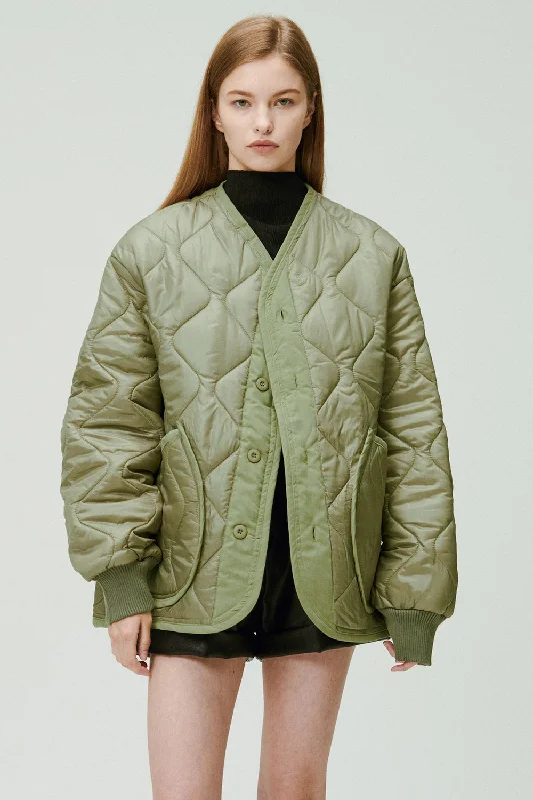 Laura Boyfriend Quilted Coat Classic Women's Pin - striped