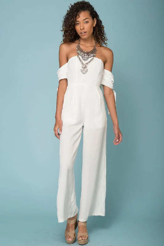 Kyndall Tube Top Jumpsuit White Monochromatic All - in - one