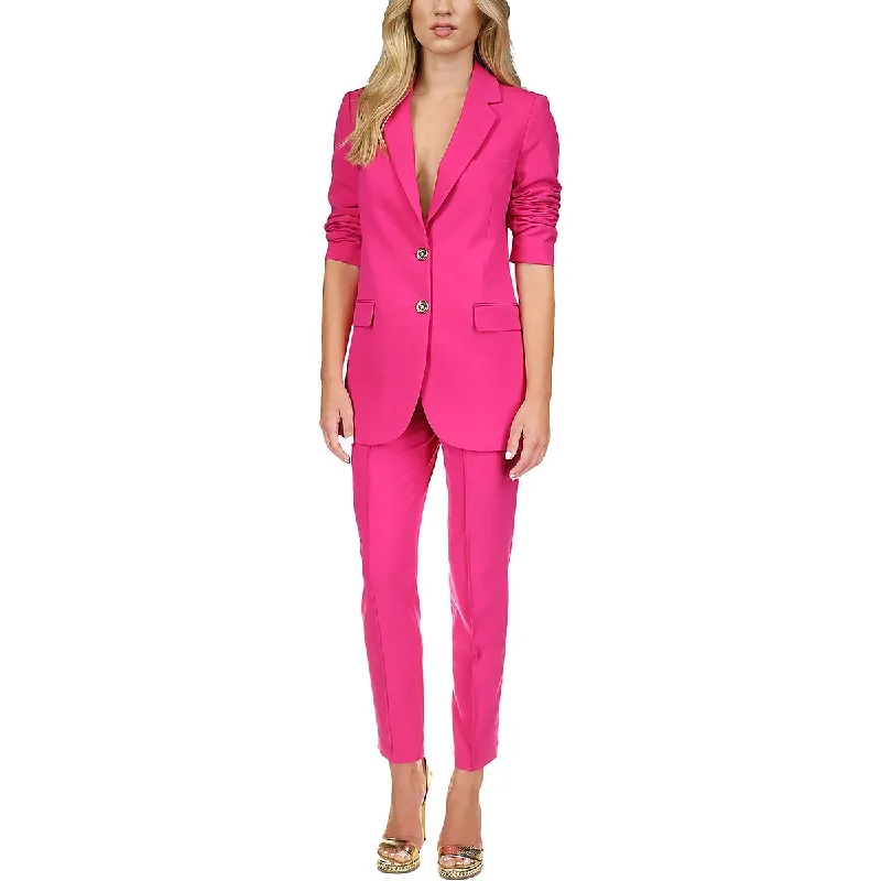 MICHAEL Michael Kors Womens Solid Workwear Two-Button Blazer Disco