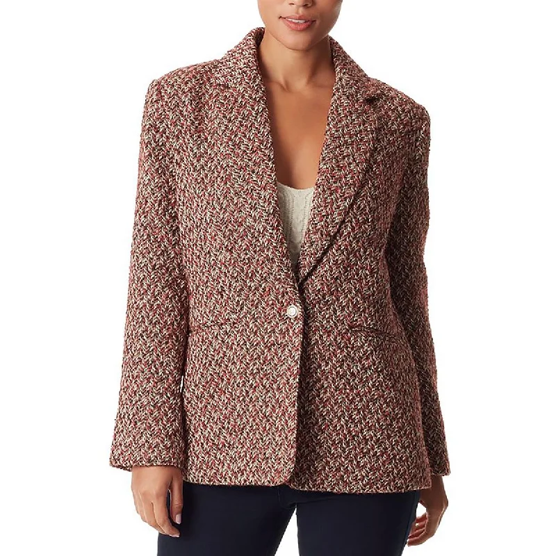 Sam Edelman Womens Herringbone Collared One-Button Blazer Relaxed Women's 