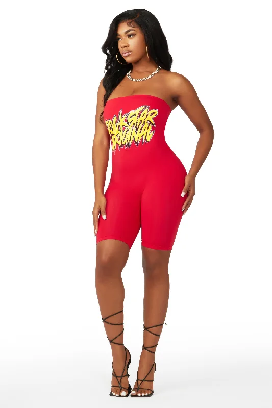 Mirah Red Sleeveless Romper Refined Women's 