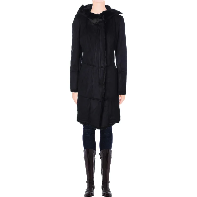T Tahari Womens Isabella Faux Fur Faux Suede Coat Bold Women's Statement