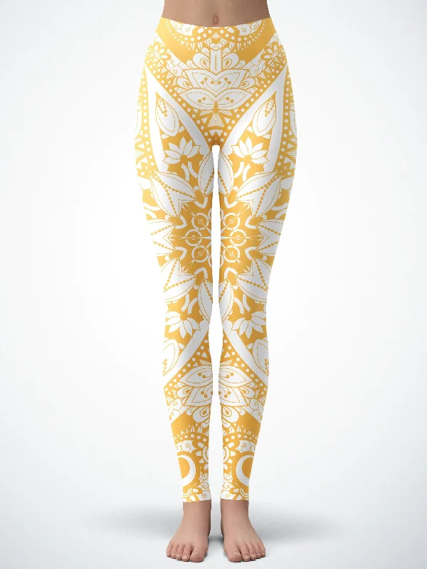 Neon-Orange Lotus Mandala Tights purpose