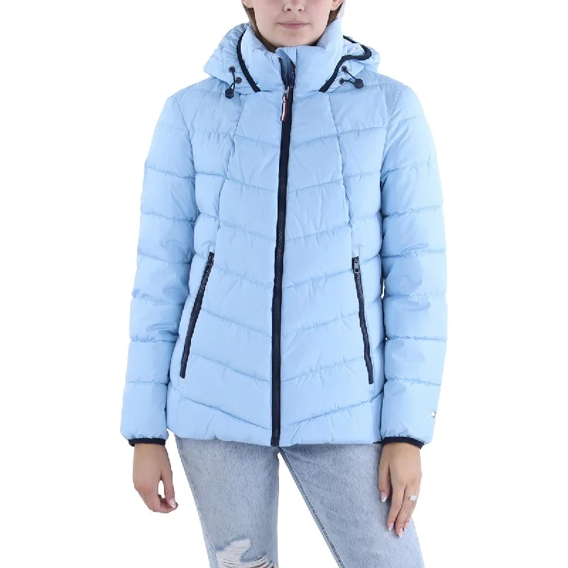 Tommy Hilfiger Womens Insulated Hooded Puffer Jacket French