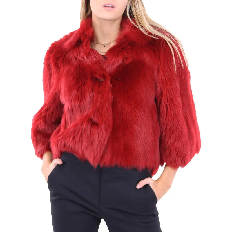 Red Valentino Womens Fur Reversible Soft Shell Jacket Sophisticated Women's 