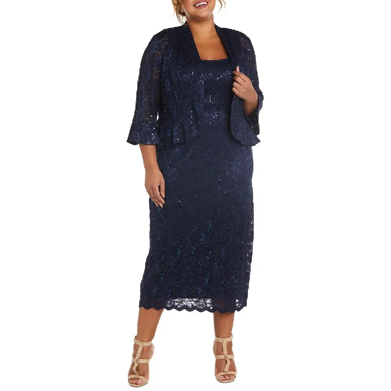 R&M Richards Womens Plus Lace Sequined Jacket Bold Women's Statement