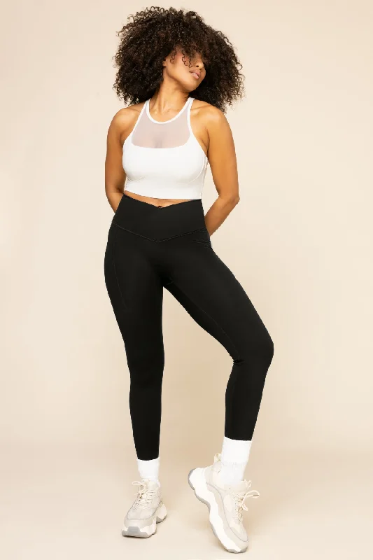 Crisscross Hourglass® Leggings with Pockets - Black Unique Women's Upcycled