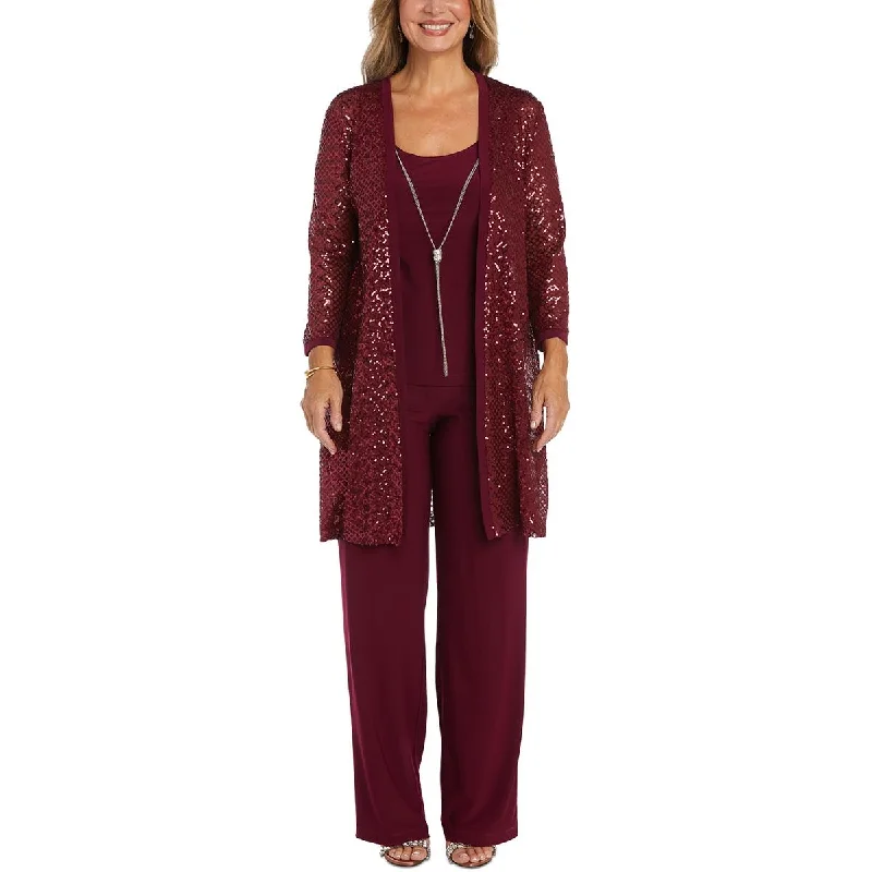 R&M Richards Womens Sequined Duster Open-Front Blazer Refined Women's Velvet