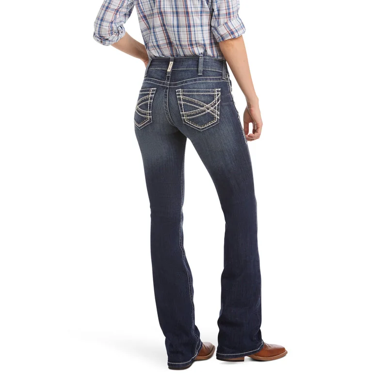 Ariat Women's R.E.A.L. Mid Rise Stretch Entwined Boot Cut Jean, Marine Street