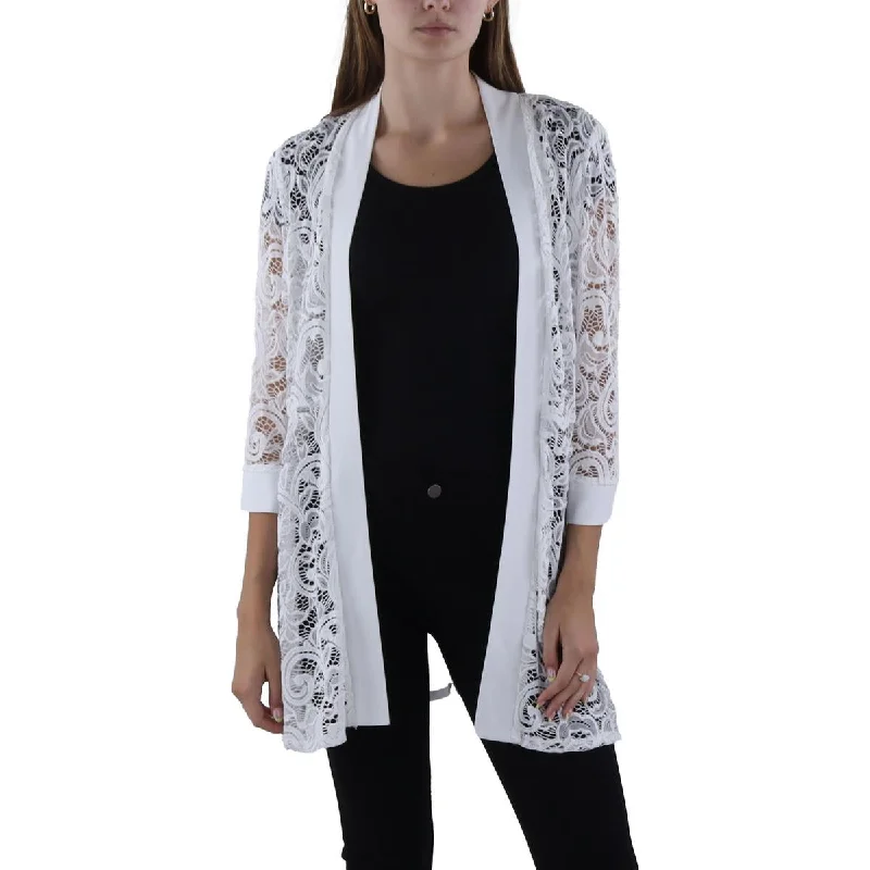 R&M Richards Womens Lace Open Front Duster Blazer Feminine Women's Soft 