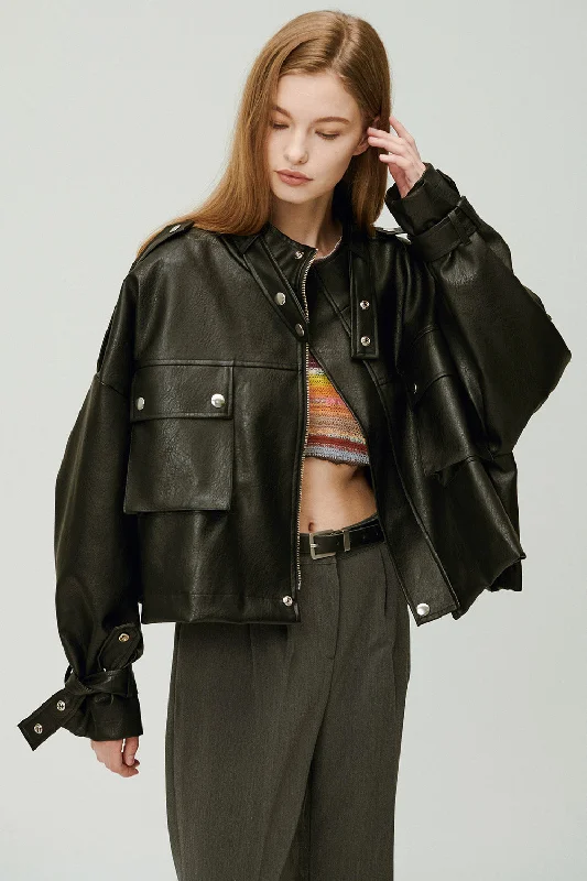 Naomi Oversized Pleather Jacket Sporty Women's Tennis