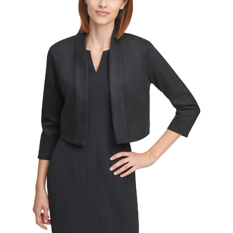Calvin Klein Womens Solid Faux Suede Bolero Confident Women's High - fashion