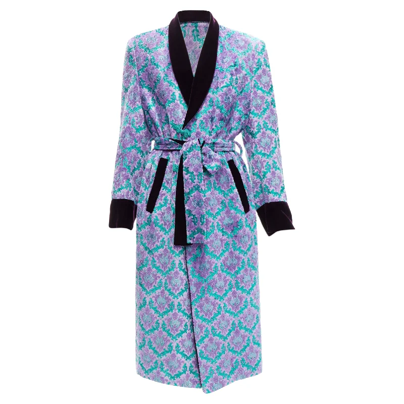 Gvgv tapestry jacquard velvet belted robe coat Dapper Women's 1920S