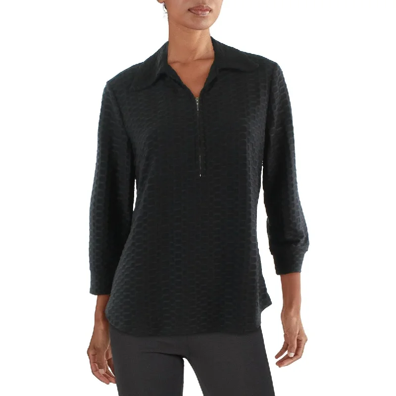 Notations Womens Petites Gym Fitness 1/2 Zip Top Modern Women's 